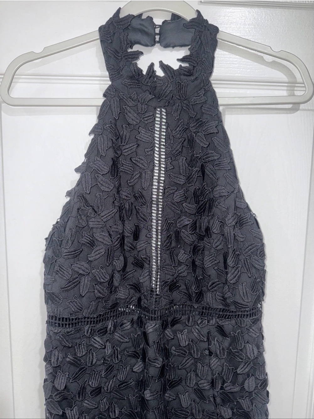 Bardot Gemma Sz 8 Halter Sheath Midi Dress Lace Lined Black Cocktail Wedding